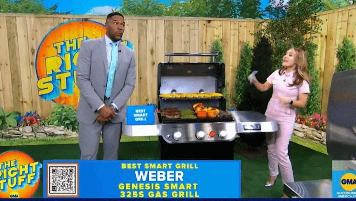 'GMA' host Michael Strahan looks awkward after guest Lori Bergamotto publicly roast her husband on live TV (ABC)