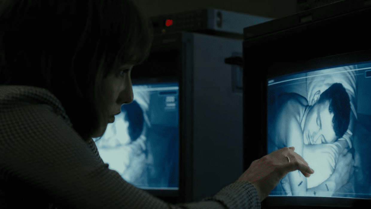 A Glimpse from Netflix Spanish thriller drama 'Muted' starring Almudena Amor as Ana Dussuel and Aron Piper as Sergio on screen (Netflix)