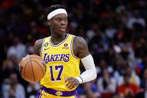 Dennis Schroder #17 of the Los Angeles Lakers in action against the Houston Rockets during the second half at Toyota Center on March 15, 2023 in Houston, Texas. NOTE TO USER: User expressly acknowledges and agrees that, by downloading and or using this photograph, User is consenting to the terms and conditions of the Getty Images License Agreement.