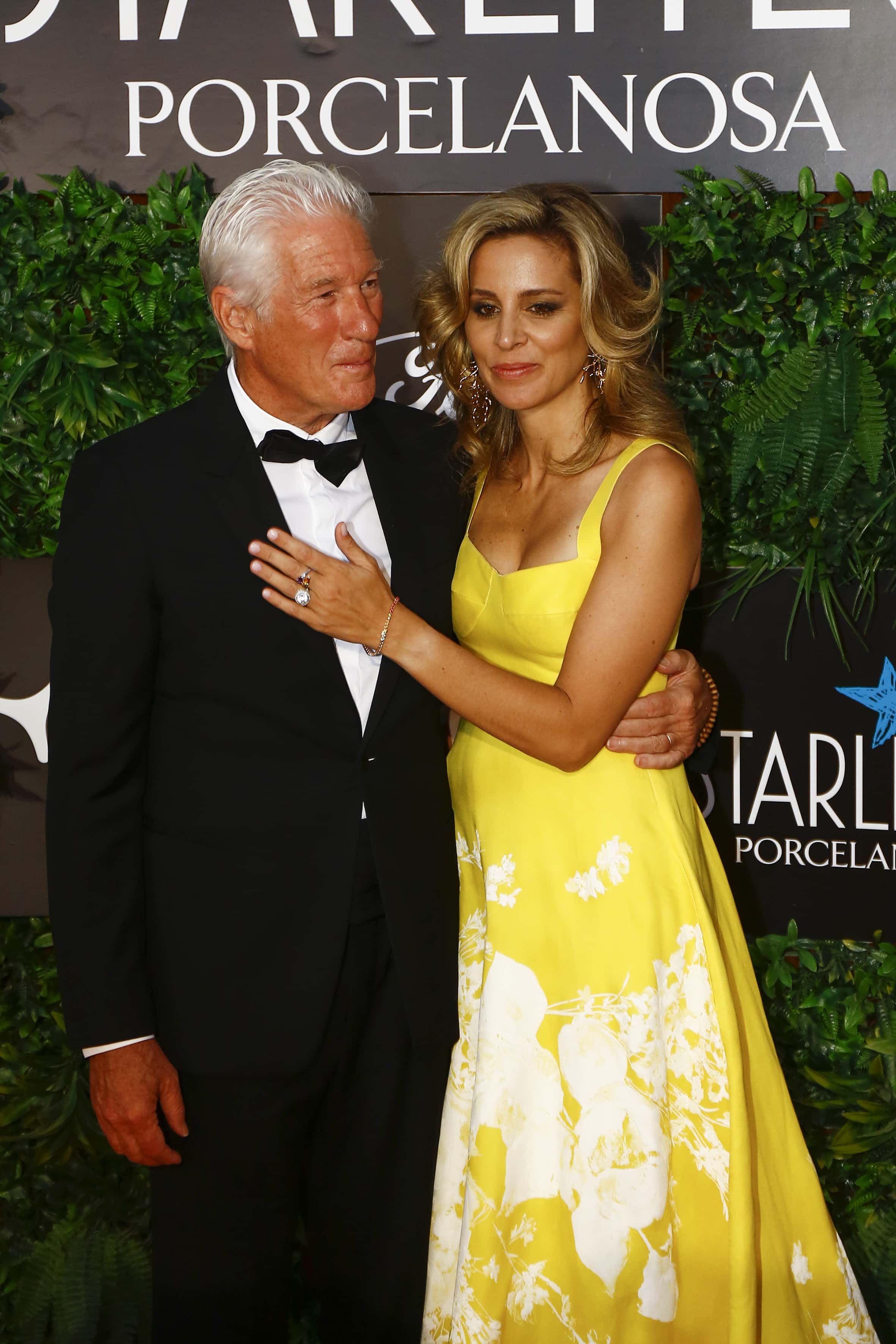 (L-R) Richard Gere and Alejandra Silva attend the Starlite Porcelanosa Gala 2022 at La Cantera on August 14, 2022 in Marbella, Spain.