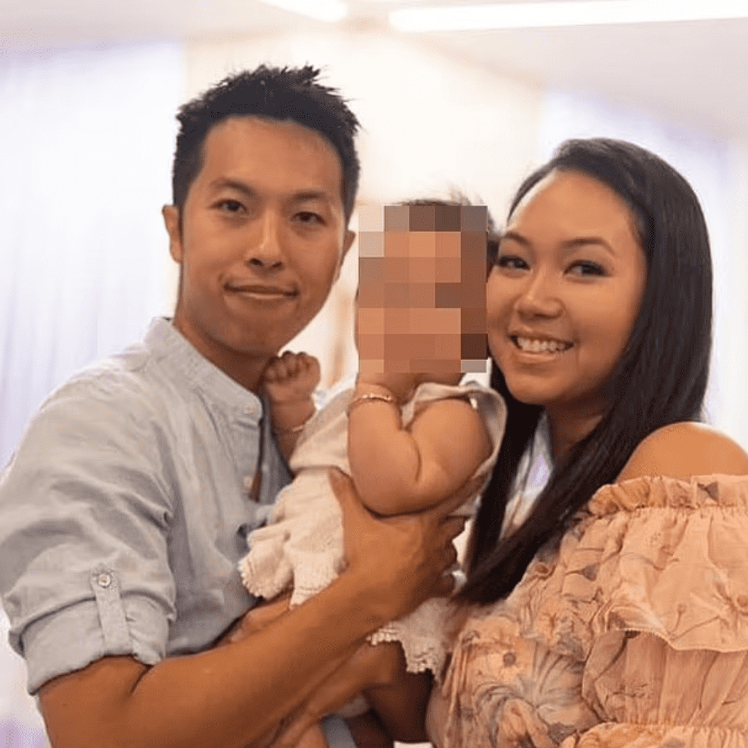 Dina Puc's three-year-old toddler with her parents (Christina Puc/Facebook)