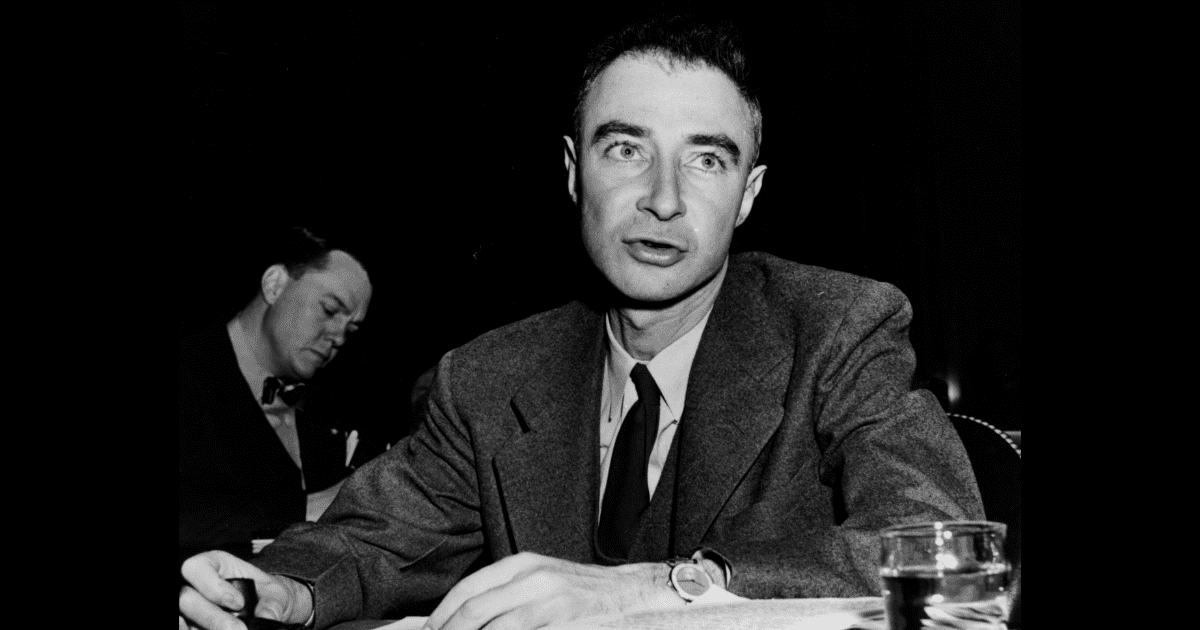 US nuclear physicist Julius Robert Oppenheimer (1904 - 1967), director of the Los Alamos atomic laboratory, testifying before the Special Senate Committee on Atomic Energy. (Photo by Keystone/Getty Images)