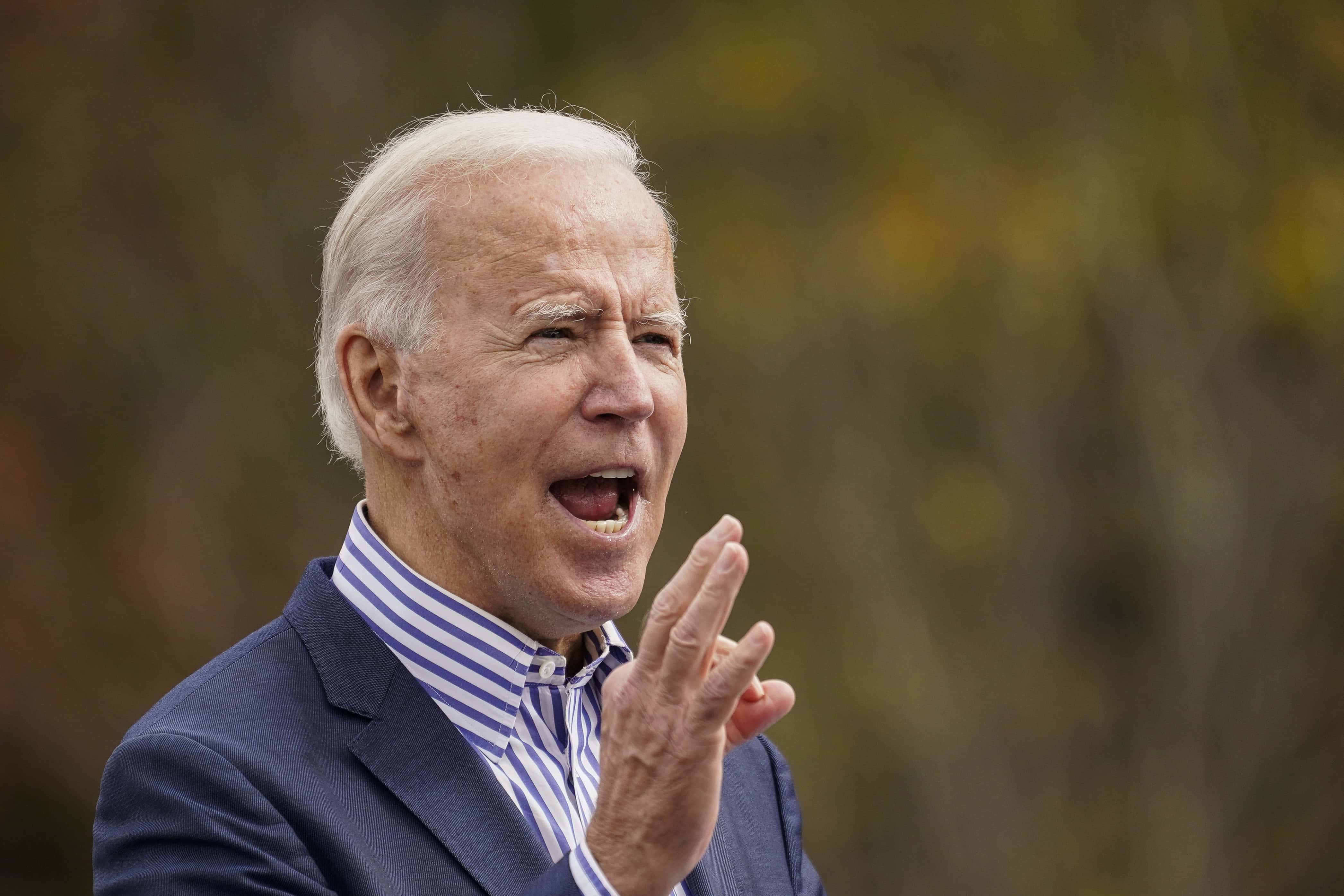 BRISTOL, PA - OCTOBER 24: Democratic presidential nominee Joe Biden speaks during a drive-in campaig