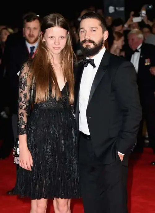 Mia Goth and actor Shia LeBeouf attend the closing night European Premiere gala red carpet arrivals for 