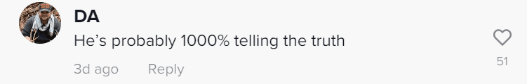 A TikTok user commented