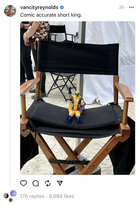 Ryan Reynold's poked fun at Wolverine's 'comic canon' height on the sets of 'Deadpool 3' (Ryan Reynolds via Threads)