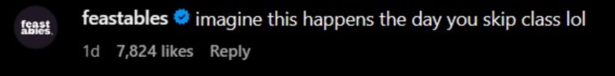 A user commented on how it would be for someone to miss seeing MrBeast if they skipped class (mrbeast/Instagram)