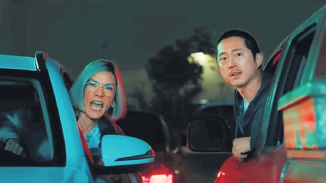 Ali Wong and Steven Yeun in the production still of 'Beef'
