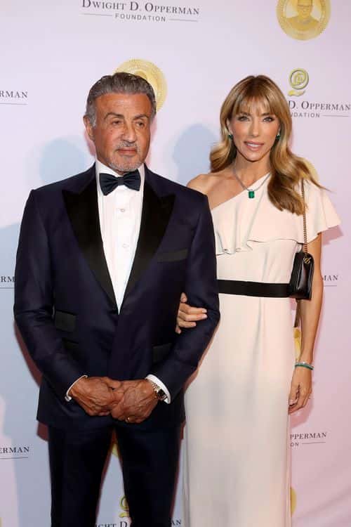 Sylvester Stallone (L) and Jennifer Flavin Stallone at the Justice Ruth Bader Ginsburg Woman of Leadership Award on March 11, 2022 in Washington, DC honoring Diane von Furstenberg.