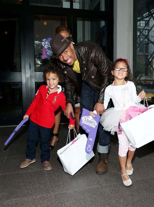Nick Cannon (C), son Moroccan Scott Cannon (L) and daughter Monroe Cannon attend 