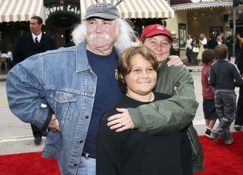 Musician David Crosby and his wife Jan and son Django arrive at the premiere of Columbia Picture's
