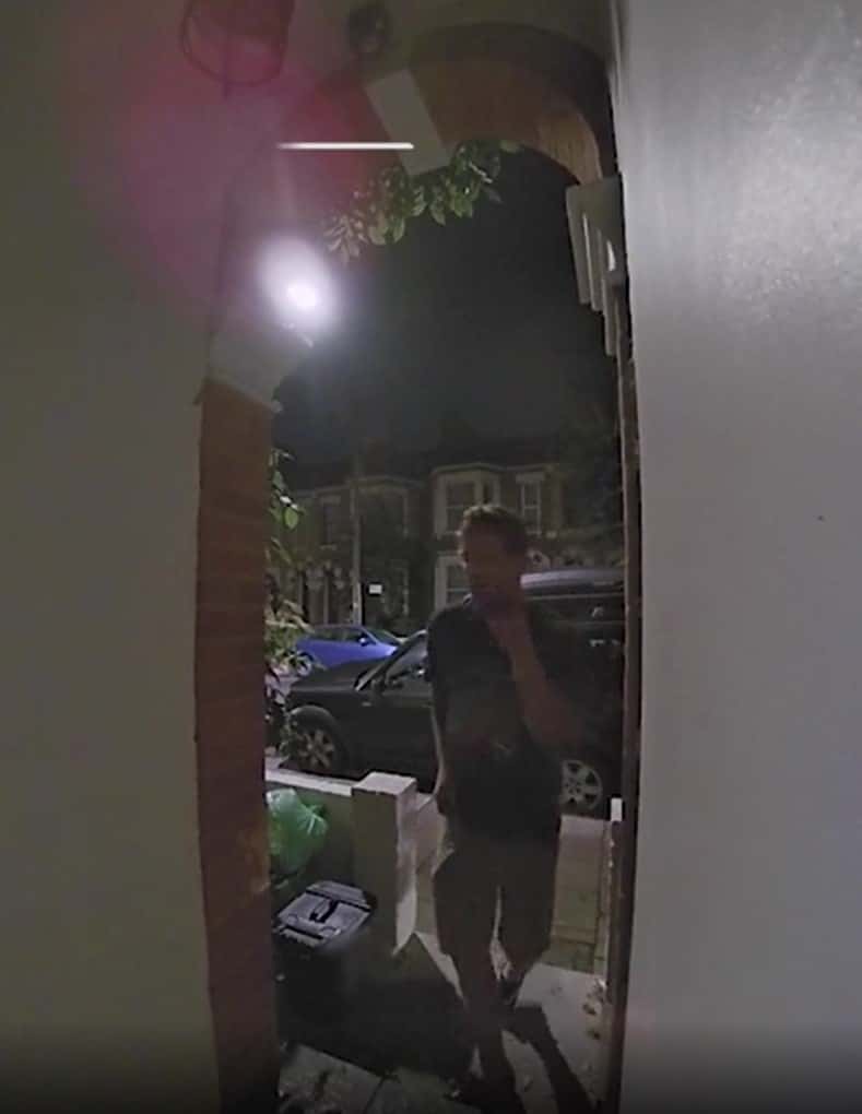 The man can be seen walking towards the porch