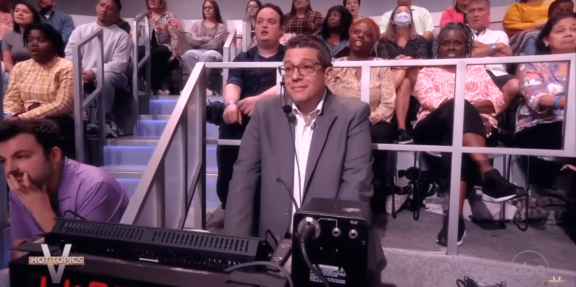 Executive producer Brian Teta's expression as the ladies discuss Lauren Boebert (YouTube/ The View)