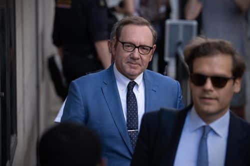 Actor Kevin Spacey arrives at the Central Criminal Court on July 14, 2022 in London, England. The Hollywood actor faces four counts of sexual assault against three men and one count of causing a person to engage in penetrative sexual activity without consent. The charges follow a review of evidence gathered by the Metropolitan Police.