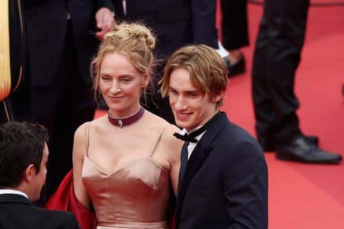 Uma Thurman and Levon Roan Thurman-Hawke attend the 