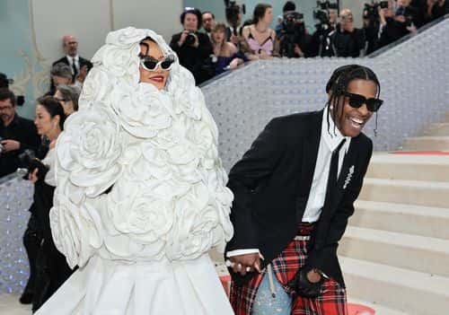 Rihanna and A$AP Rocky attend The 2023 Met Gala Celebrating 
