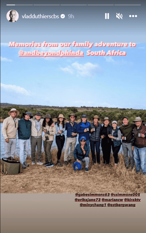 Vladimir Duthiers' Instagram story with family in South Africa (@vladduthierscbs/Instagram)
