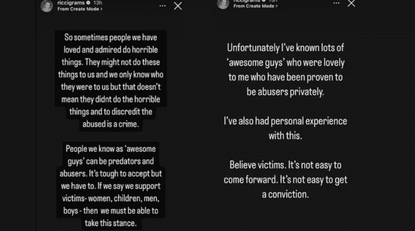 Christina Ricci said that instead of supporting abusers, people should stand up for victims(@riccigrams/Instagram)