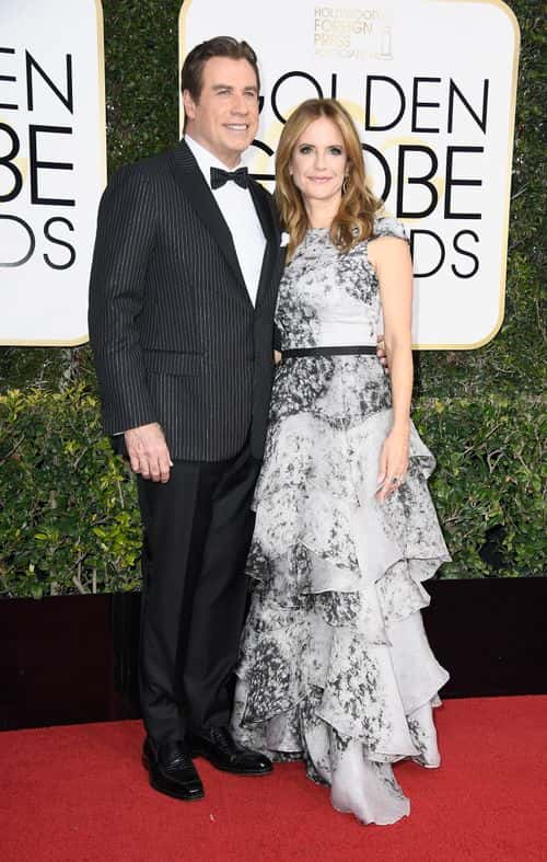 Actors John Travolta and Kelly Preston attend the 74th Annual Golden Globe Awards at The Beverly Hilton Hotel on January 8, 2017 in Beverly Hills, California. (Photo by Frazer Harrison/Getty Images)