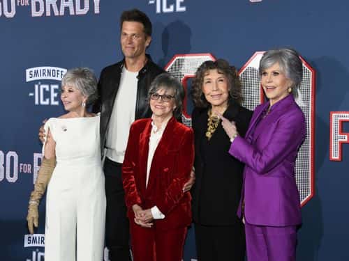 (L-R) Rita Moreno, Tom Brady, Sally Field, Lily Tomlin and Jane Fonda attend Los Angeles Premiere Screening Of Paramount Pictures' 