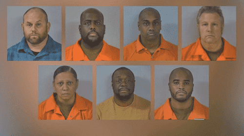 (From top left) Deputies Bradley Disse, Dwayne Bramble, Jermaine Branch, Randy Boyer.  (Bottom from left) Tabitha Levere, Brandon Rodgers, Kaiyell Sanders are scheduled for March 21 hearing (Meherrin River Regional Jail)