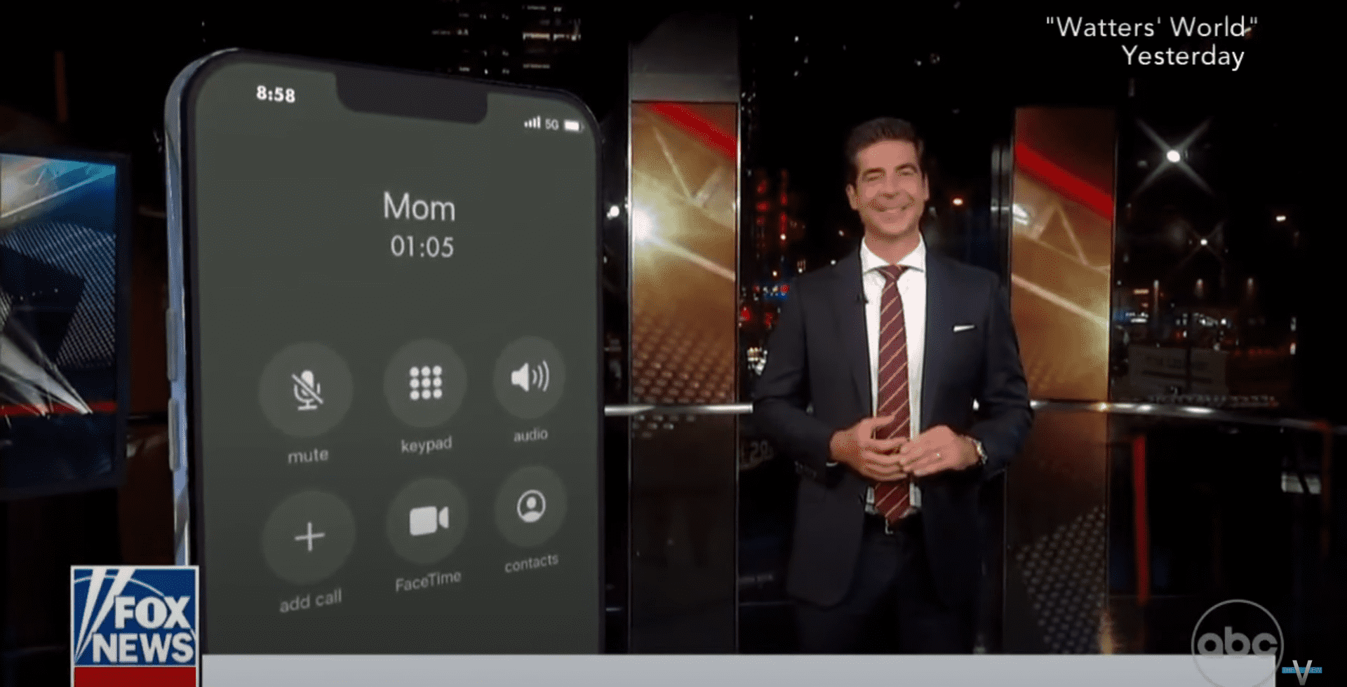 'The View' plays a clip of Jesse Watters' phonecall with his mother (YouTube/TheView)