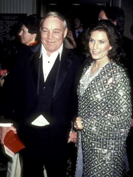 Loretta Lynn and husband Oliver Mooney' Lynn, Jr. during 53rd Annual Academy Awards' Governor's Ball at Beverly Hilton Hotel in Beverly Hills, California, United States. (Photo by Ron Galella/Ron Galella Collection via Getty Images)