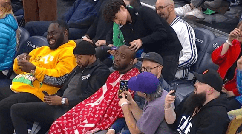 YouTuber JiDion was caught getting a fresh haircut during an NBA game (Twitter- @NBA)
