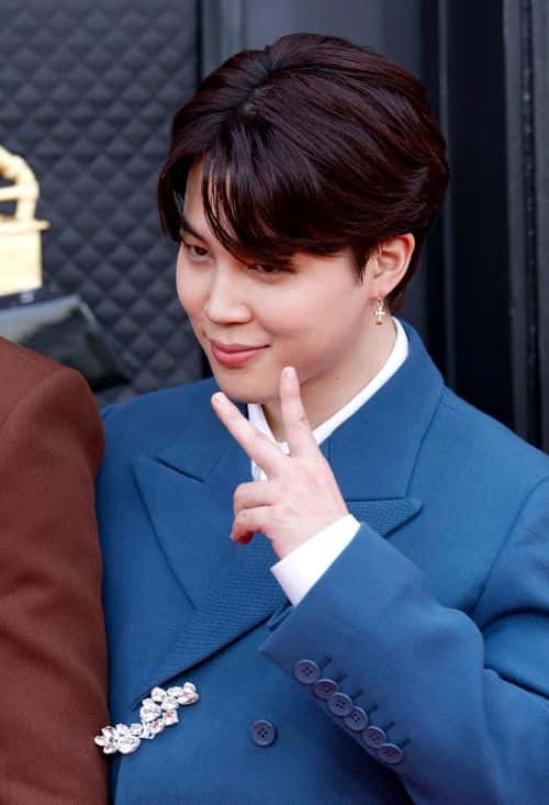 Jimin of BTS attends the 64th Annual GRAMMY Awards at MGM Grand Garden Arena on April 03, 2022 in Las Vegas, Nevada.
