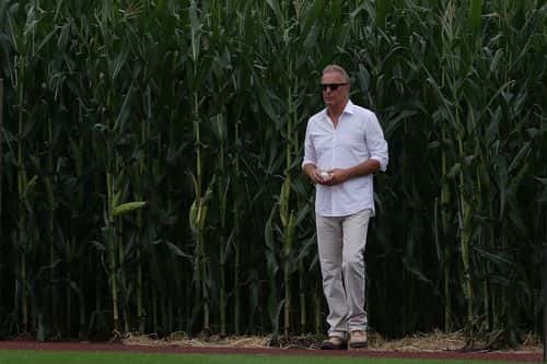 Actor Kevin Costner walks onto the field prior to a game between the Chicago White Sox and the New York Yankees at the Field of Dreams on August 12, 2021 in Dyersville, Iowa. (Photo by Stacy Revere/Getty Images)