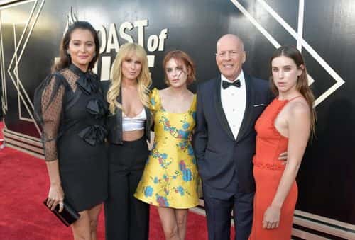 (L-R) Emma Heming, Rumer Willis, Tallulah Willis, Bruce Willis and Scout Willis attend the Comedy Central Roast of Bruce Willis at Hollywood Palladium on July 14, 2018 in Los Angeles, California.