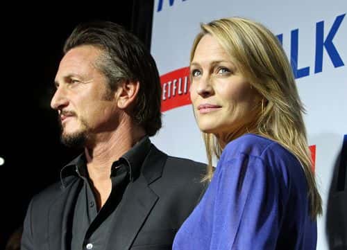 Actors Sean Penn (L) and Robin Wright Penn arrive at the Los Angeles premiere of Focus Features'