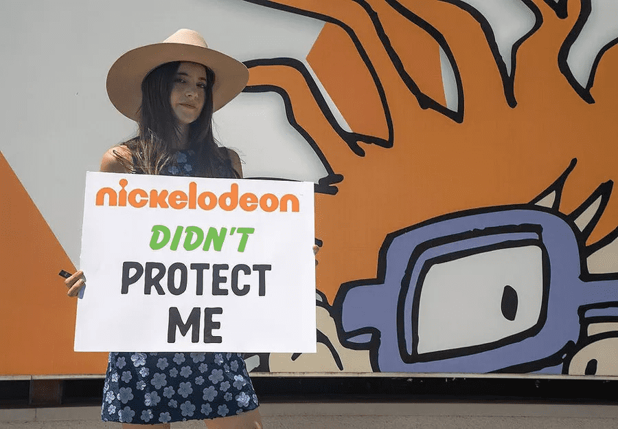 Alexa Nikolas protested outside of Nickelodeon’s Burbank offices (Alexa Nikolas/Instagram)