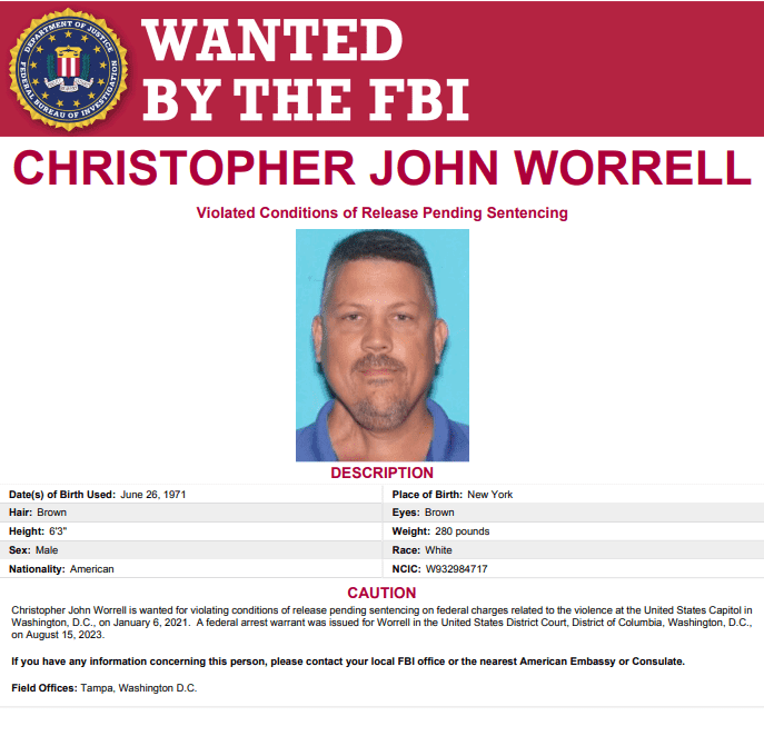FBI has launched a manhunt for Christopher John Worrell (FBI)