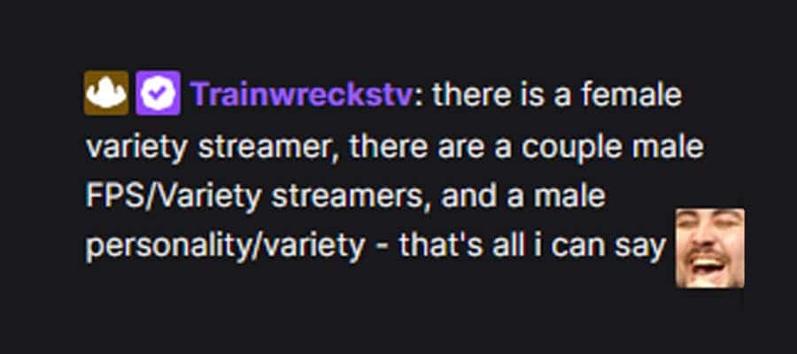 Screenshot from the chat between trainwreckstv and moist1crtikal (Trainwreckstv/kick) 