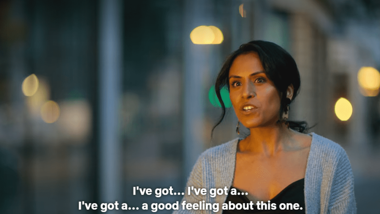 Priya after her first date with Vim in 'Indian Matchmaking' Season 3 (Netflix)