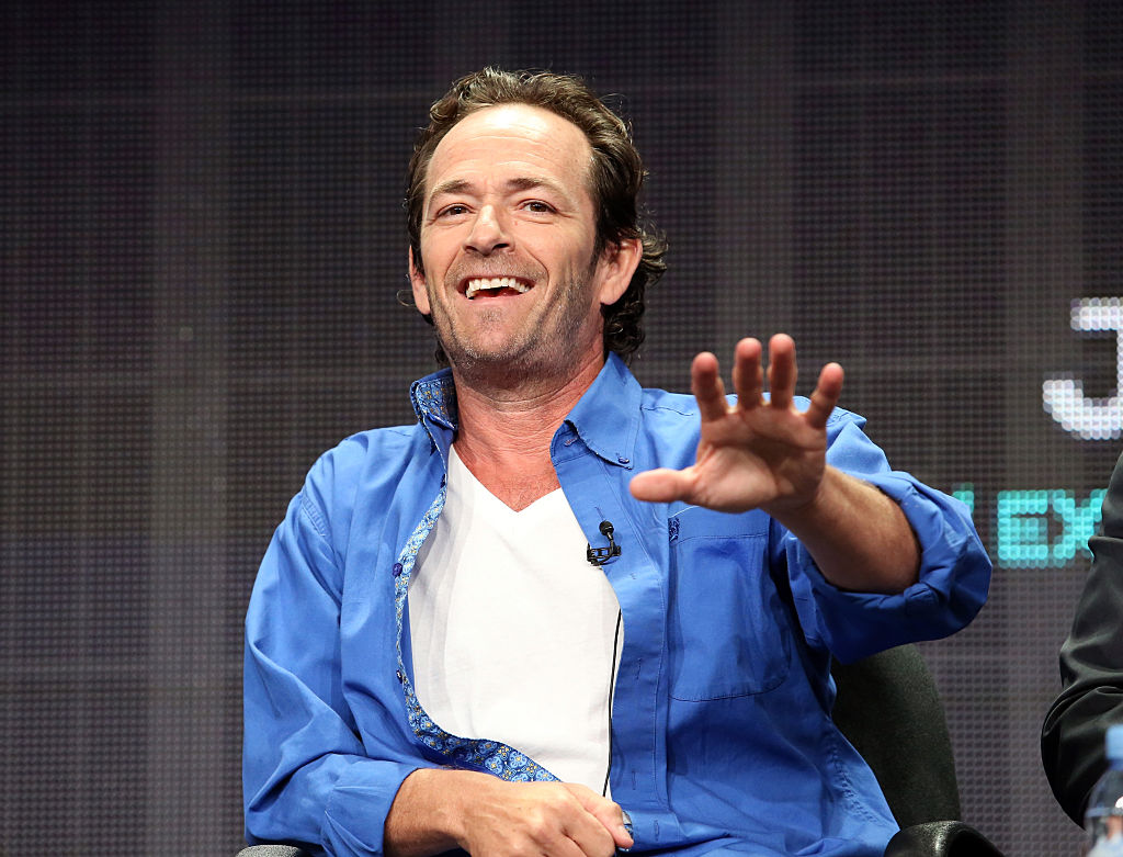 Executive producer/actor Luke Perry speaks onstage during the 'Welcome Home' panel discussion at the UP Entertainment portion of the 2015 Summer TCA Tour at The Beverly Hilton Hotel on July 30, 2015 in Beverly Hills, California. (Photo by Frederick M. Brown/Getty Images)
