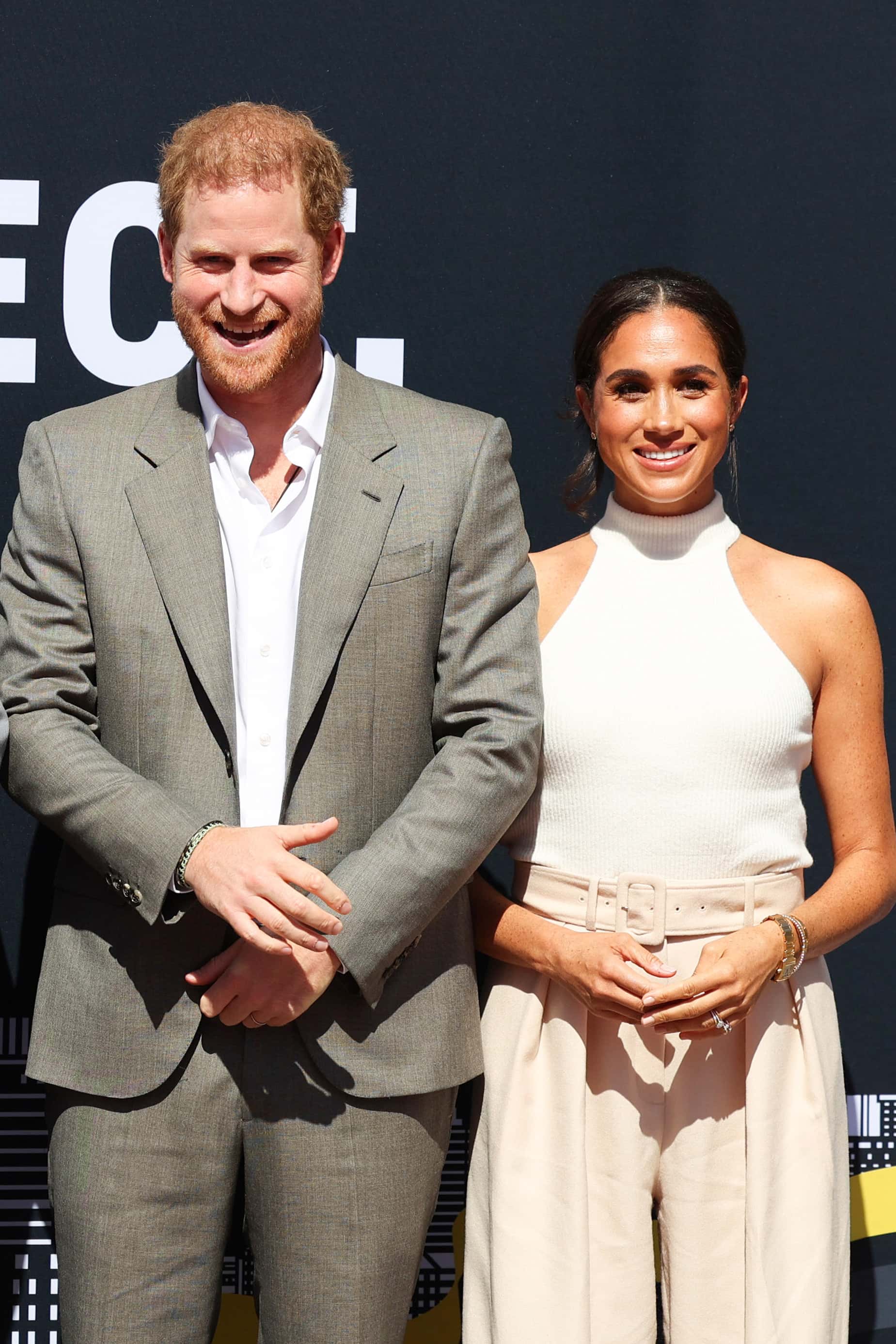 Prince Harry, Duke of Cambridge and Meghan, Duchess of Cambridge arrive at the Invictus Games Dusseldorf 2023 - One Year To Go events on September 06, 2022 in Dusseldorf, Germany. The Invictus Games will be held in Germany for the first time in September 2023.