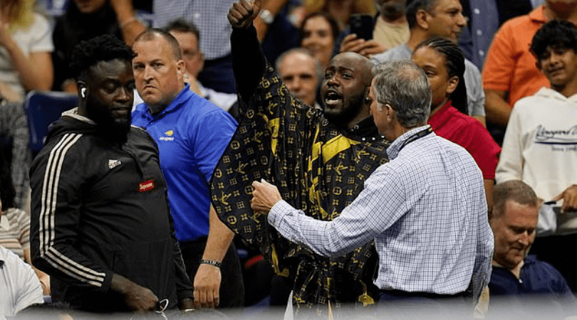 JiDion was escorted outside the stadium for his bizzare behaviour (twitter- @AP)