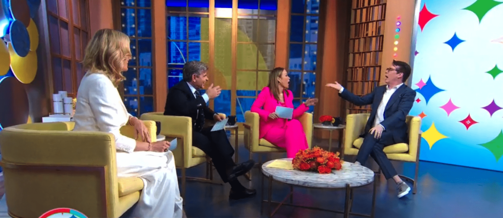 'Good Morning America' guest Sean Hayes shouting at host Eva Pilgrim on live TV (ABC)