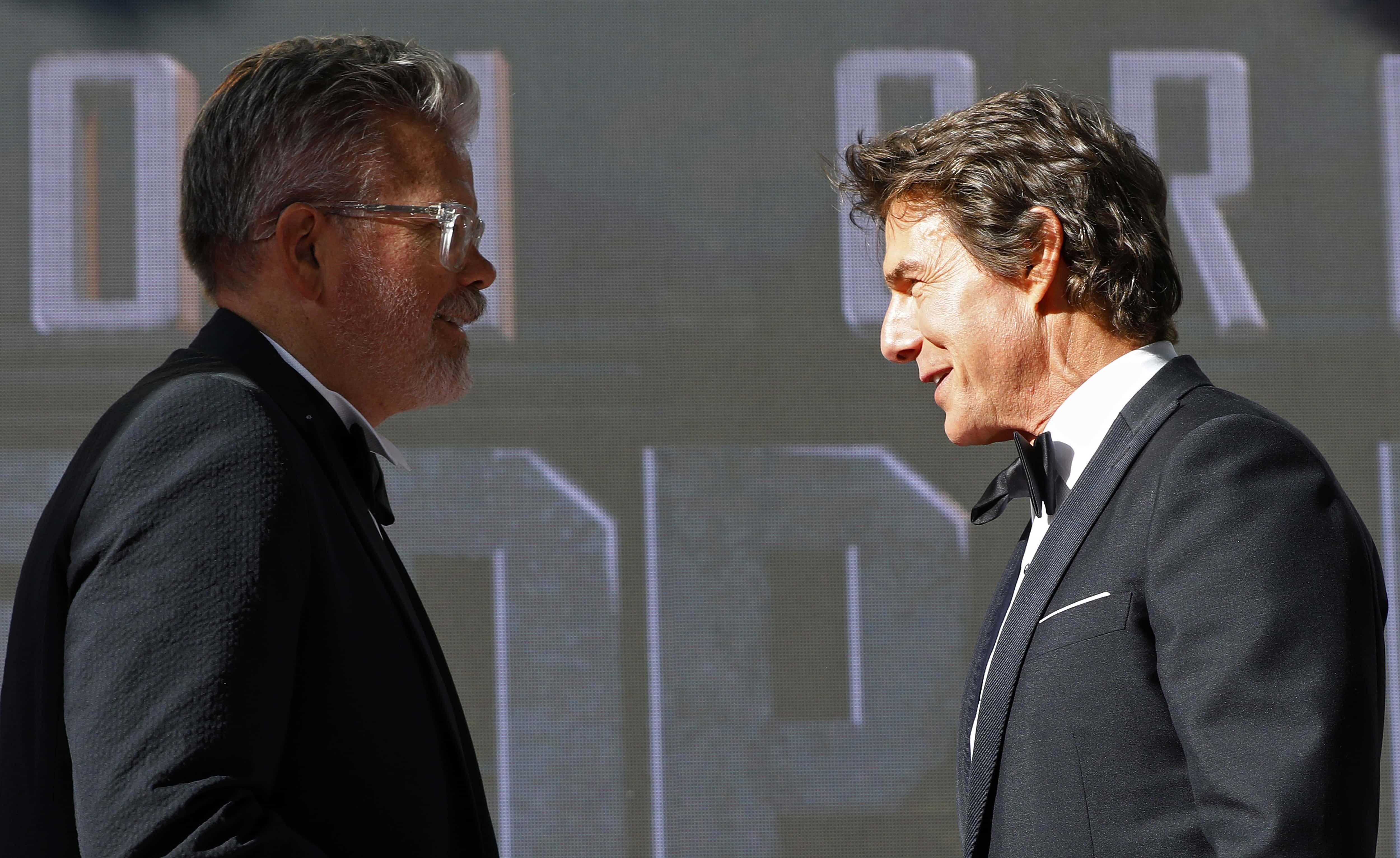 LONDON, ENGLAND - MAY 19: Christopher McQuarrie and Tom Cruise attend the Royal Film Performance and UK Premiere of 