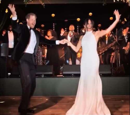 A snippet of Prince Harry and Meghan Markle during their wedding celebrations as seen in 'Harry & Meghan' (Netflix)