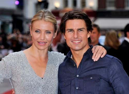 Cameron Diaz and Tom Cruise attend the UK Film Premiere of 'Knight And Day' at Odeon Leicester Square on July 22, 2010 in London, England.