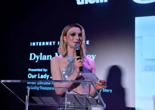 Dylan Mulvaney speaks on stage during the Them Now Awards 2023 at Public Hotel on June 14, 2023 in New York City.