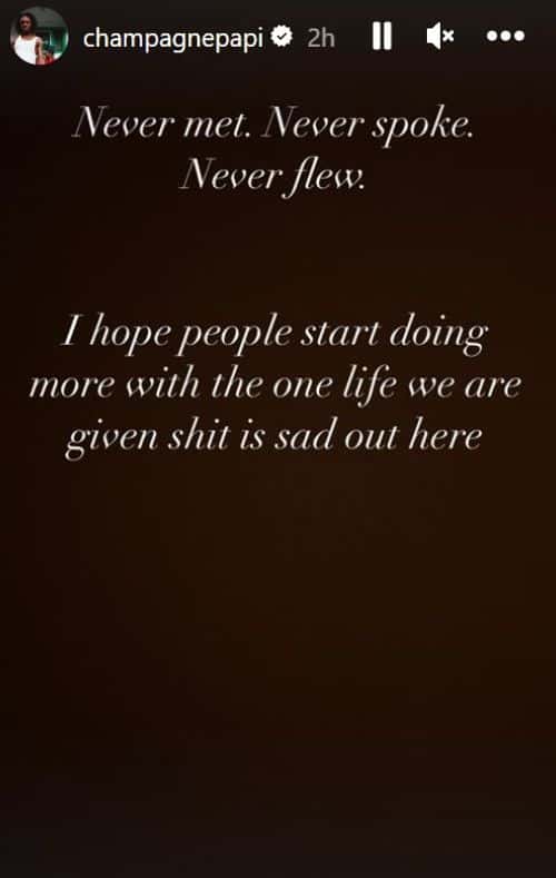 Drake's story (Instagram/@champagnepapi)