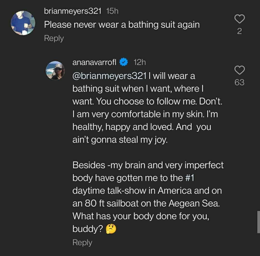 Ana Navarro responds to a rude comment on Instagram (@ananavarro/Instagram)