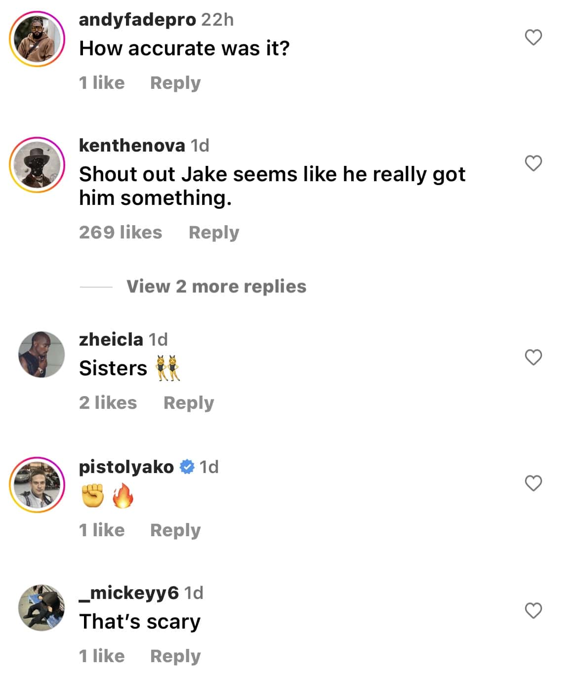 Comments from Jake Paul's post (@jakepaul/Instagram)
