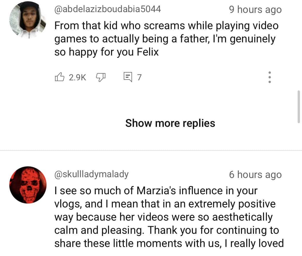 Comments on PewDiePie's video (@PewDiePie/Youtube) 