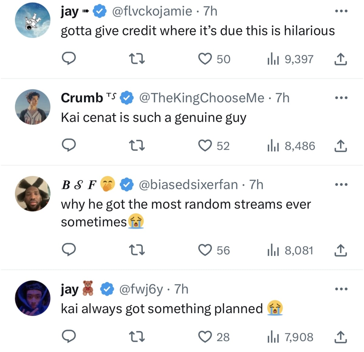 Comments on Kai Cenat's video (@ryan/Twitter)