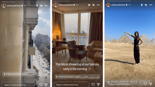 'Family Karma' star Anisha Ramakrishna with her husband Dr. Anand Tarpara is vacationing in Egypt (Instagram/@anishramakrishna)